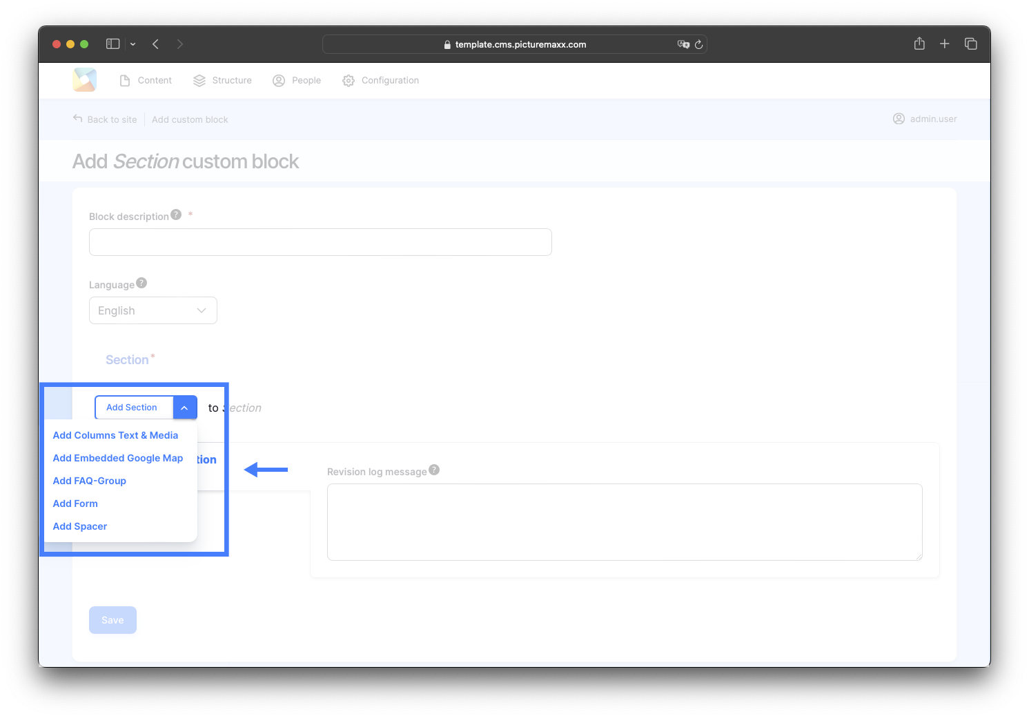 Custom Block Section