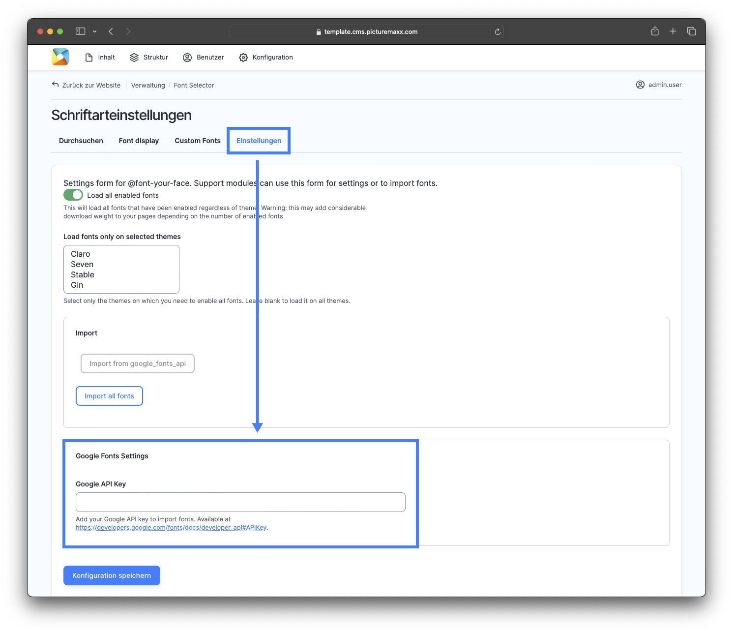 Google API Key Einstellungen