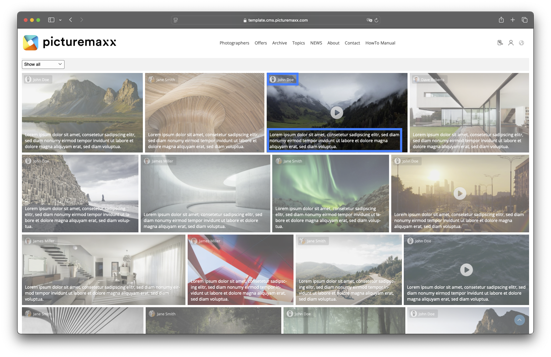 Screenshot of a Collection, highlighting the functions 'Show Artists' and 'Show description'.