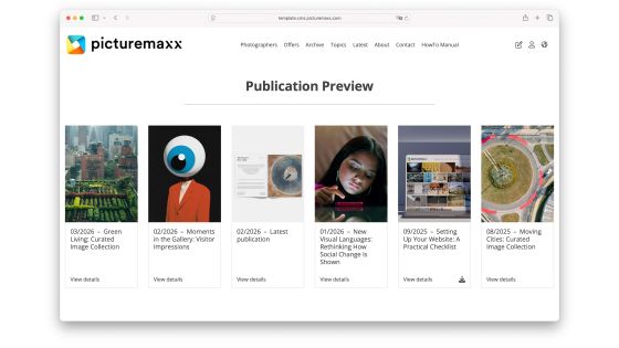 Screenshot of the picturemaxx Drupal demo page.
