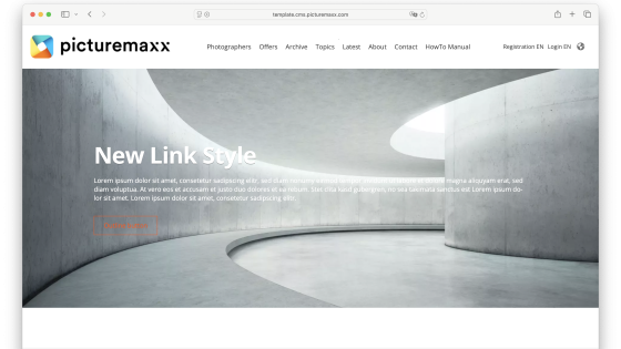 Screenshot of the picturemaxx Drupal demo page.