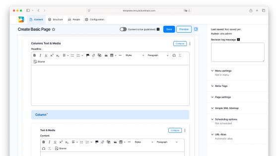 Screenshot of the picturemaxx Drupal demo page.