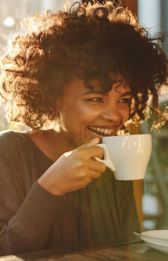 Woman drinking coffee
