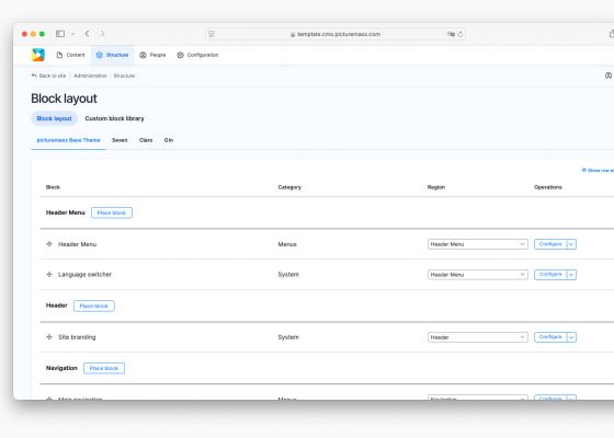 Screenshot of the Blocklayout page