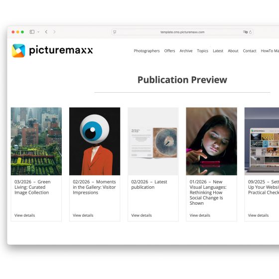 Screenshot of the picturemaxx Drupal demo page.